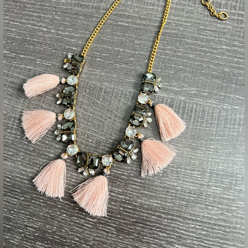 J. Crew Tassel Necklace, Gray, Blush